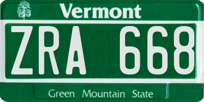 VT license plate ZRA668