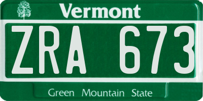 VT license plate ZRA673