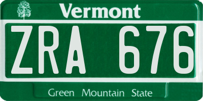 VT license plate ZRA676