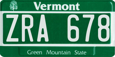 VT license plate ZRA678