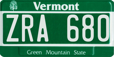 VT license plate ZRA680