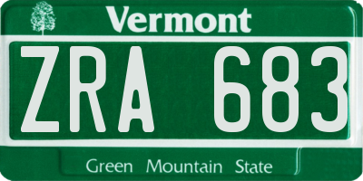 VT license plate ZRA683