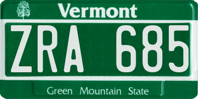VT license plate ZRA685