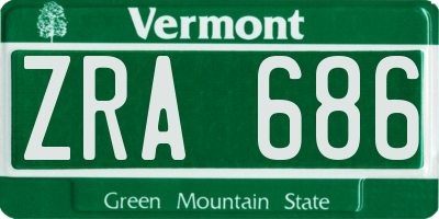 VT license plate ZRA686