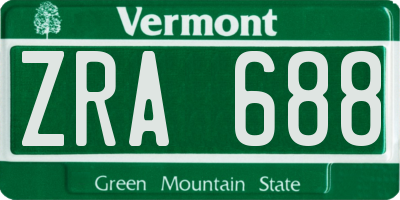 VT license plate ZRA688