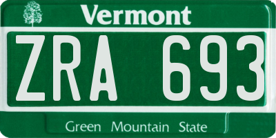 VT license plate ZRA693