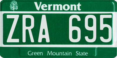 VT license plate ZRA695