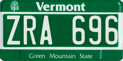 VT license plate ZRA696