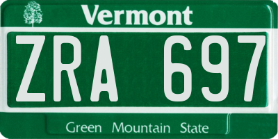 VT license plate ZRA697