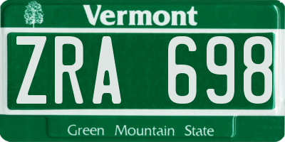 VT license plate ZRA698