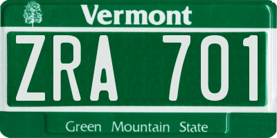 VT license plate ZRA701