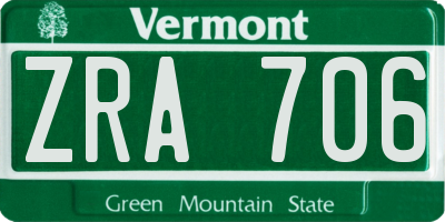 VT license plate ZRA706