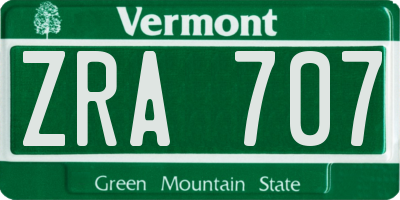 VT license plate ZRA707