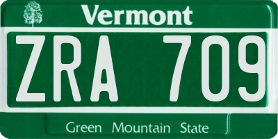 VT license plate ZRA709