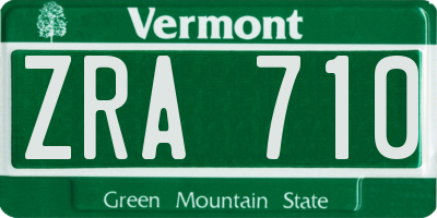 VT license plate ZRA710