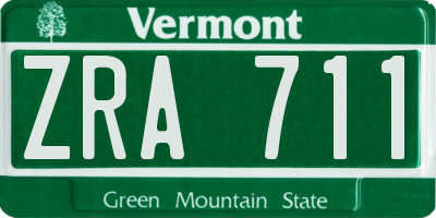 VT license plate ZRA711