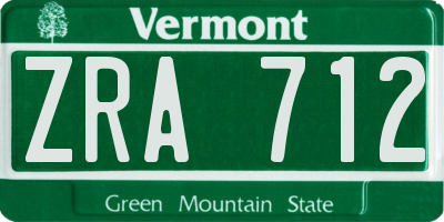 VT license plate ZRA712