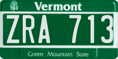 VT license plate ZRA713