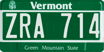 VT license plate ZRA714