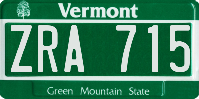 VT license plate ZRA715
