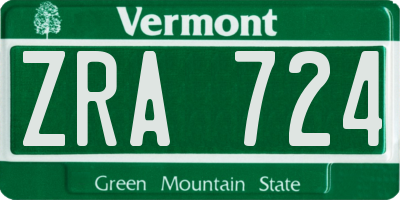 VT license plate ZRA724