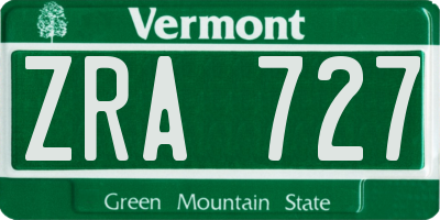 VT license plate ZRA727