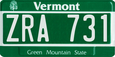 VT license plate ZRA731