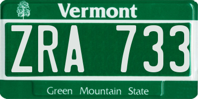 VT license plate ZRA733