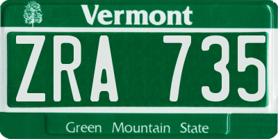 VT license plate ZRA735