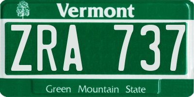 VT license plate ZRA737