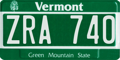 VT license plate ZRA740