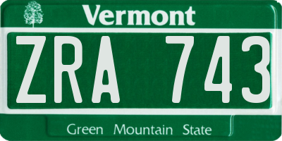VT license plate ZRA743