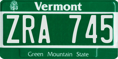 VT license plate ZRA745