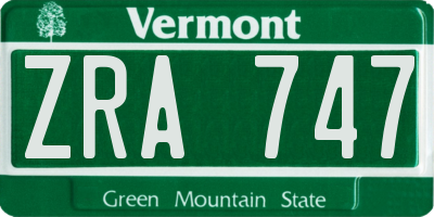 VT license plate ZRA747