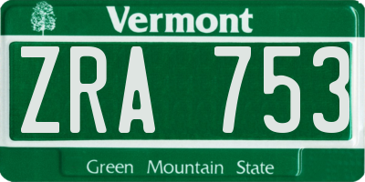 VT license plate ZRA753