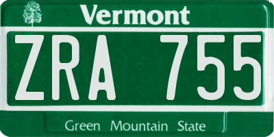 VT license plate ZRA755