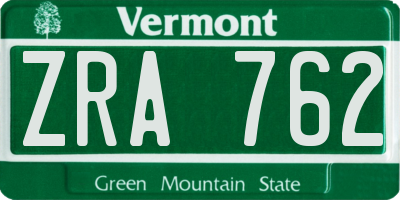 VT license plate ZRA762