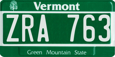VT license plate ZRA763