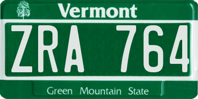 VT license plate ZRA764