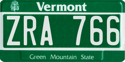 VT license plate ZRA766