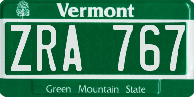 VT license plate ZRA767