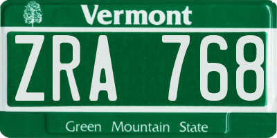 VT license plate ZRA768