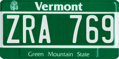 VT license plate ZRA769