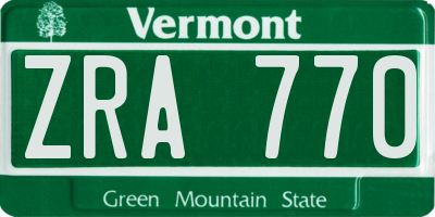 VT license plate ZRA770