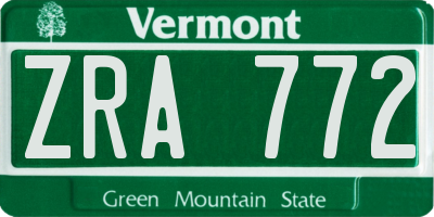 VT license plate ZRA772