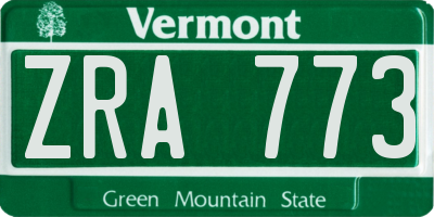 VT license plate ZRA773