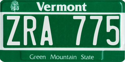 VT license plate ZRA775