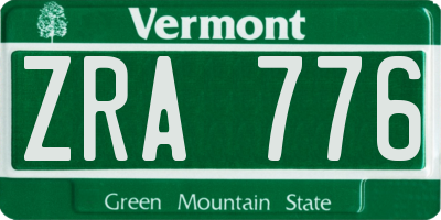 VT license plate ZRA776