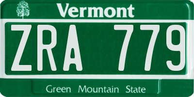 VT license plate ZRA779
