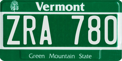 VT license plate ZRA780